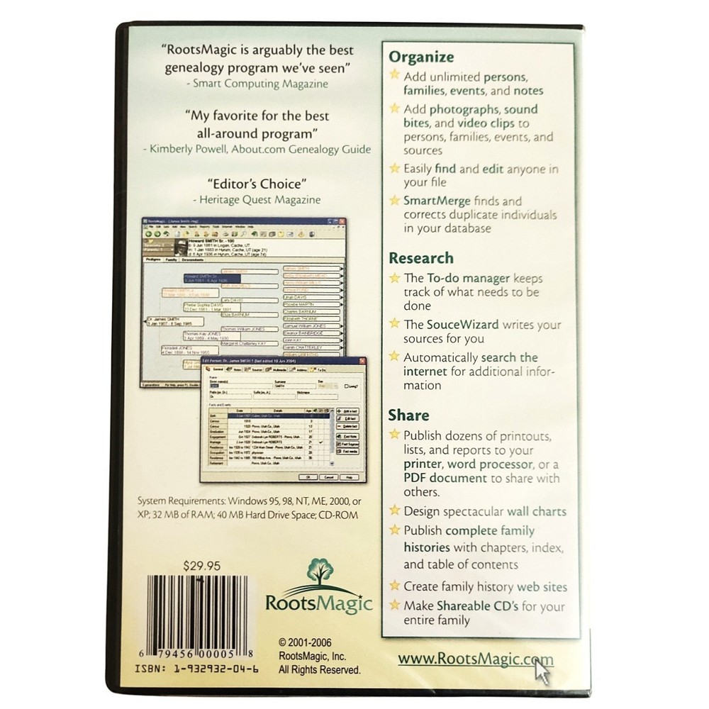 New RootsMagic Version 3 PC CD-Rom Windows Genealogy Software Roots Magic Sealed