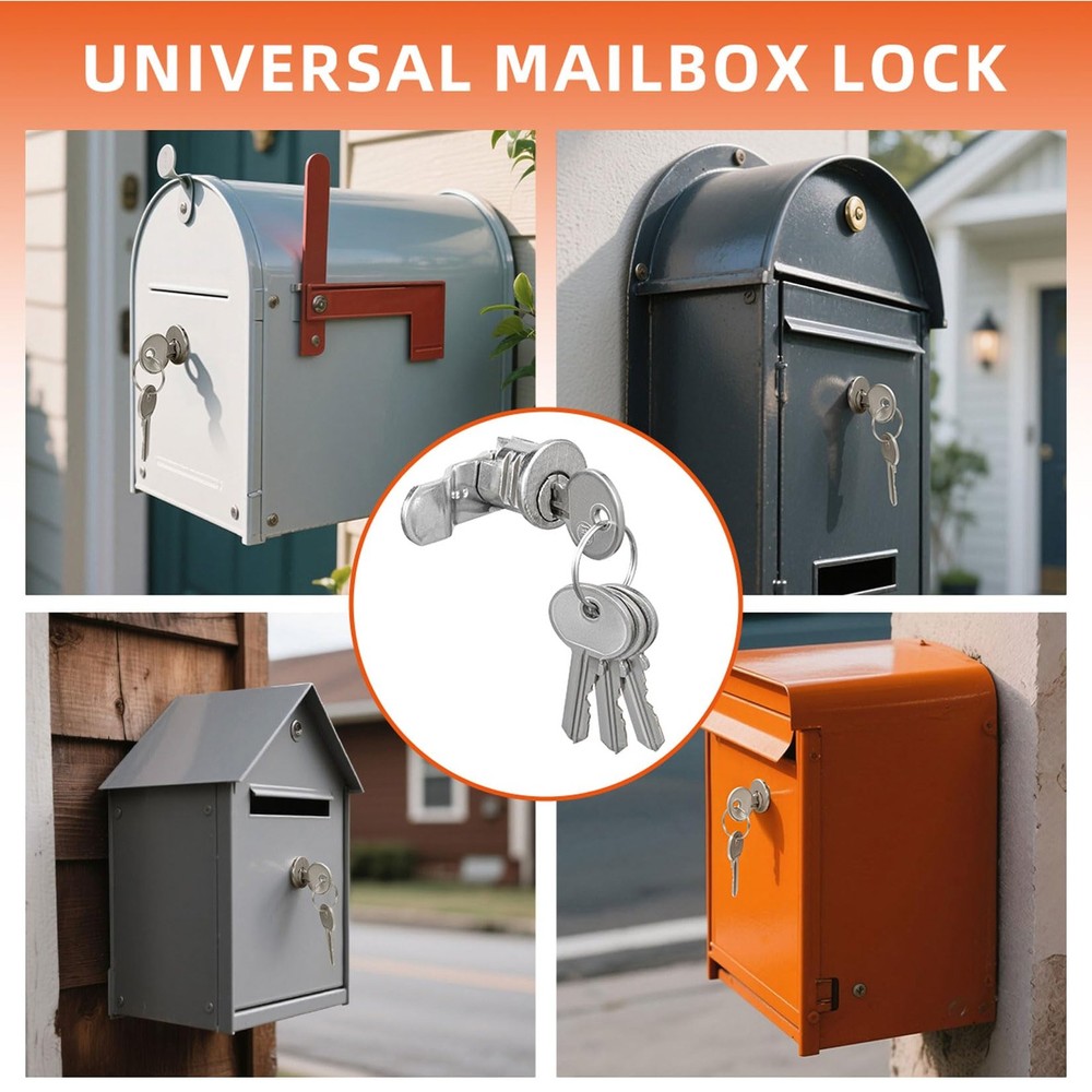 Mailbox Lock Replacement with 4 Keys - Multipurpose Mail Box Locks Nickel