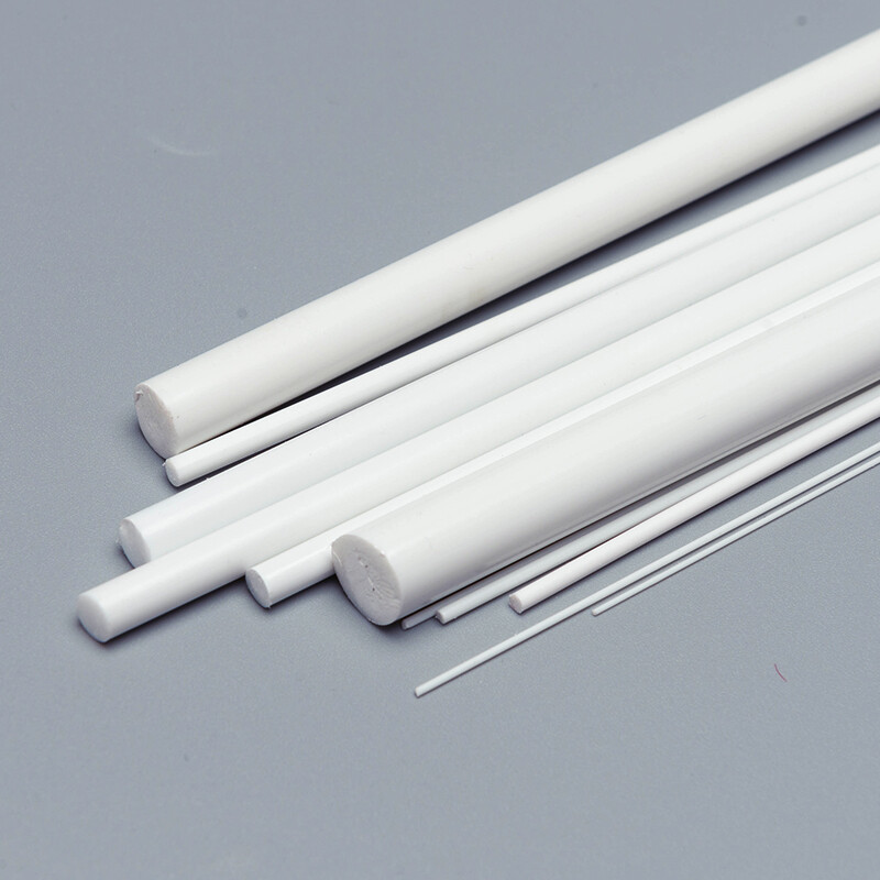 250mm/500mm Long White ABS Styrene Plastic Round Solid Rods Diameter 0.5mm-10mm