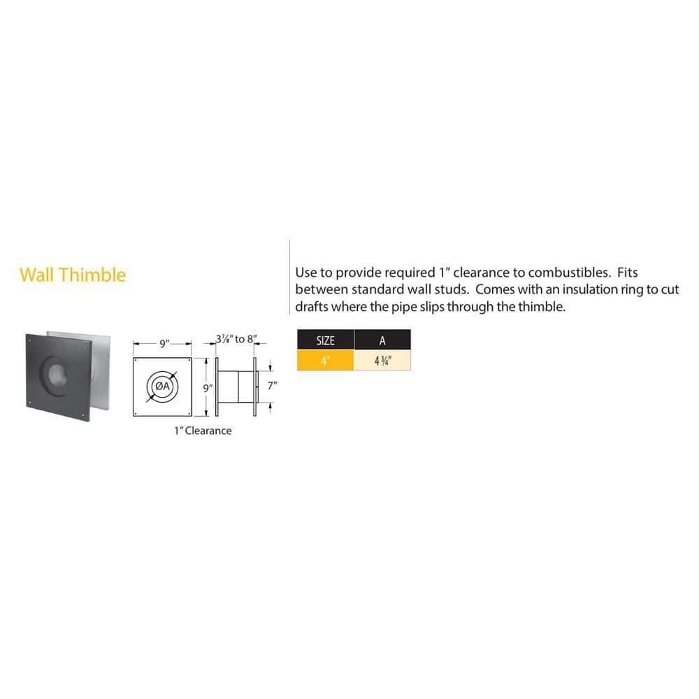 Pelletvent for Multi-Fuel 4In. Diameter Wall Thimble