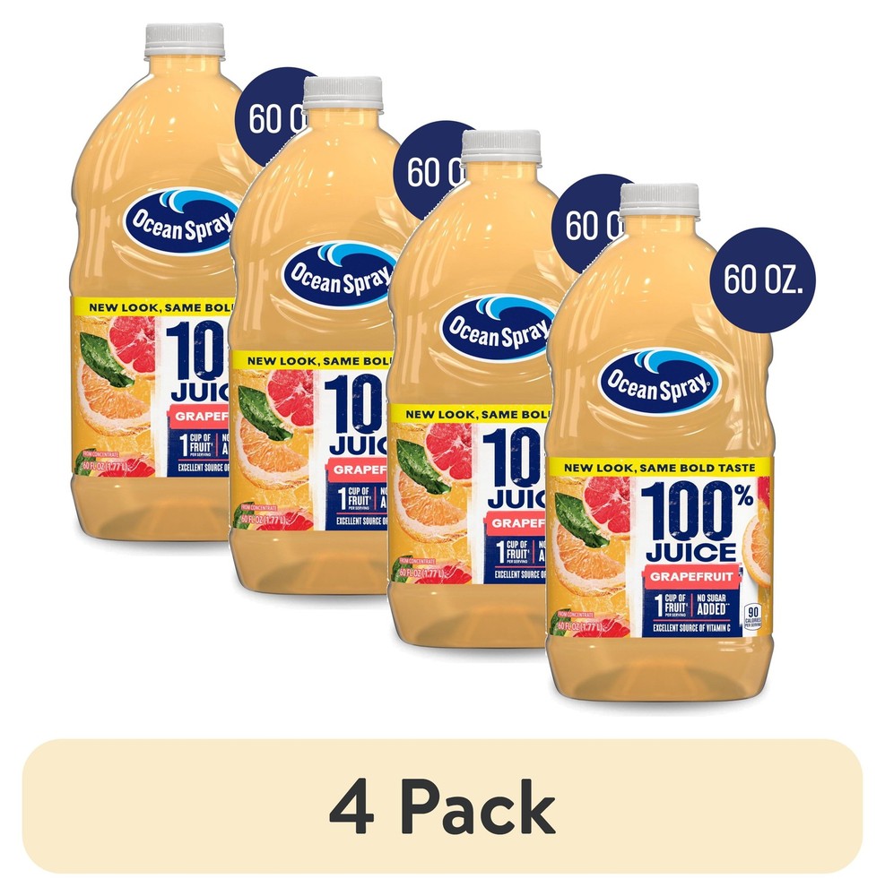 (4 pack) Ocean Spray® 100% Grapefruit Juice, 100% Juice, 60 fl oz Bottle