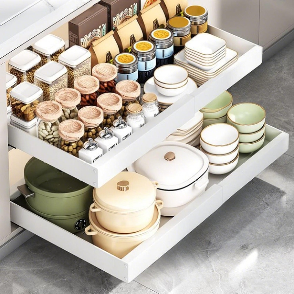 Pull Out Cabinet Drawer Kitchen Organization Adhesive Sliding Tray