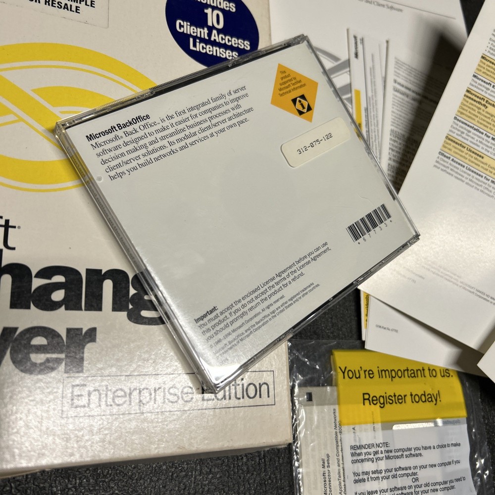Microsoft Exchange Server Enterprise Edition 10 License Big Box Complete 4.0