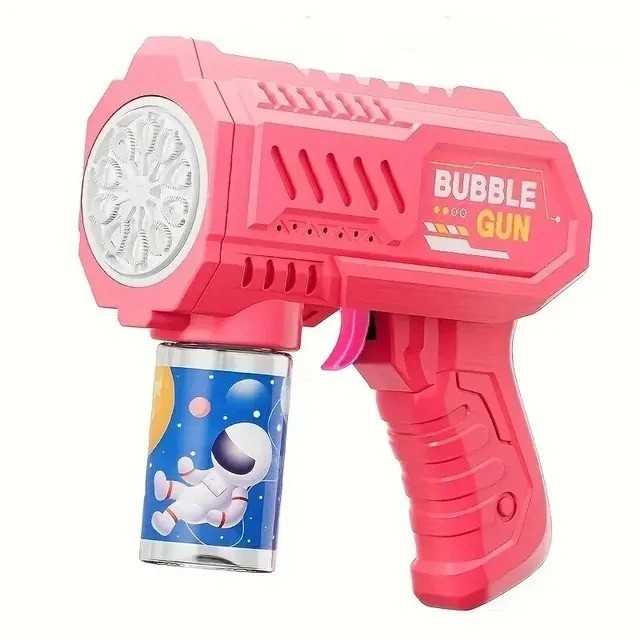 electric bubble gun, toy bubble machine, automatic soap blower with light