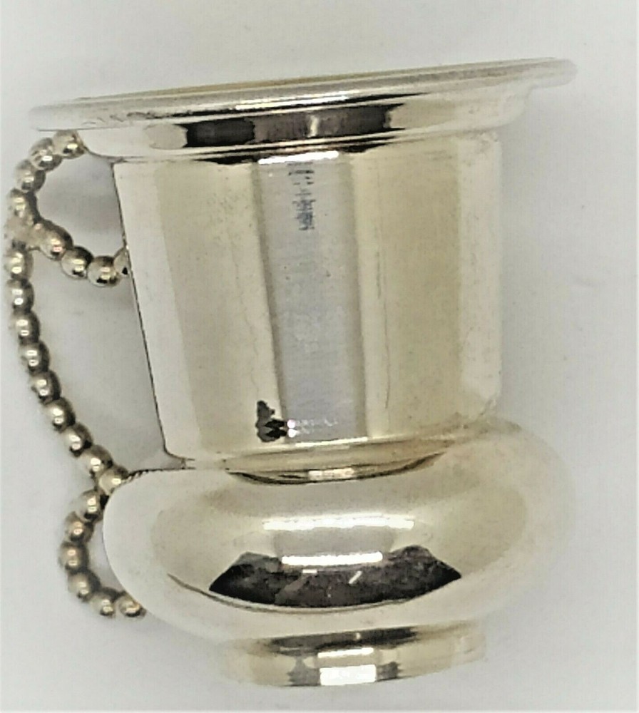 Handmade sterling silver Kiddush cup handle silver pearls shape small cup size