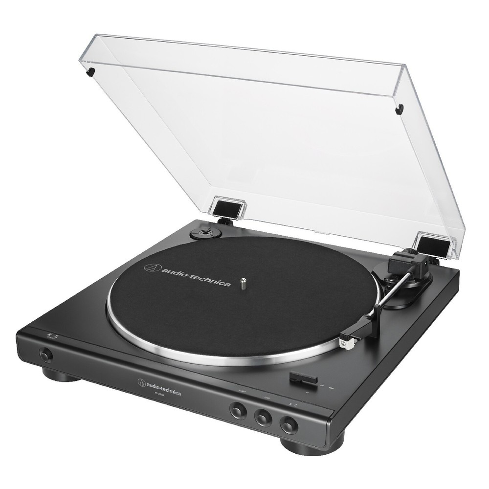 Audio-Technica AT-LP60X Turntable Black with Powered Studio Monitors Pair