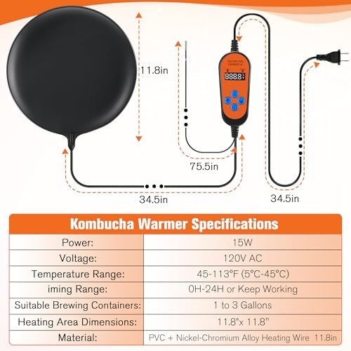 Kombucha Heating Pad with Digital Temperature Control.8" Fermentation Heating 1