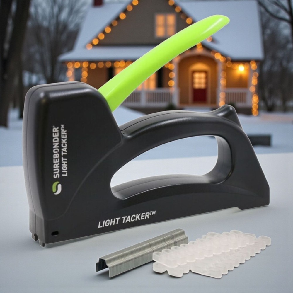 Surebonder Christmas Light Stapler Gun Tacker 360 Staples, 180 Insulators 7-Pack