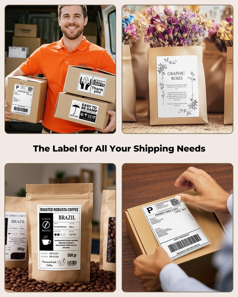 MUNBYN 4x6 Direct Thermal Printer Label, Shipping Labels Compatible with