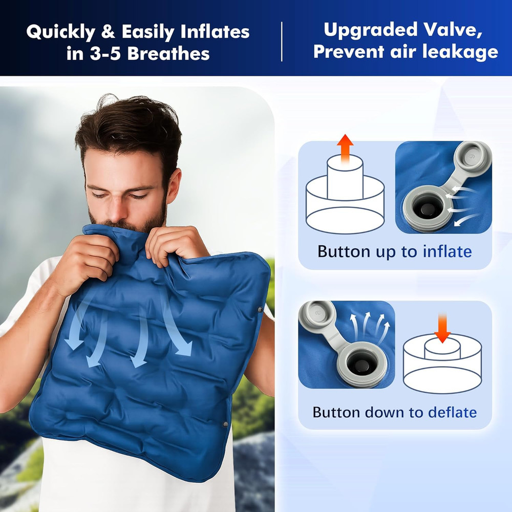 Compact Memory Sleeping Pad and Inflatable Seat Cushion