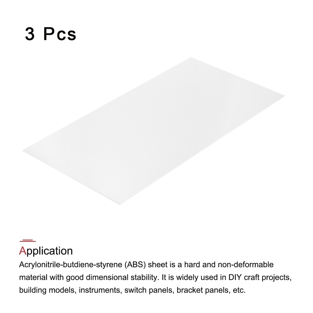 ABS Plastic Sheet 24 x 12 x 0.02" ABS Styrene Sheets White 3 Pcs