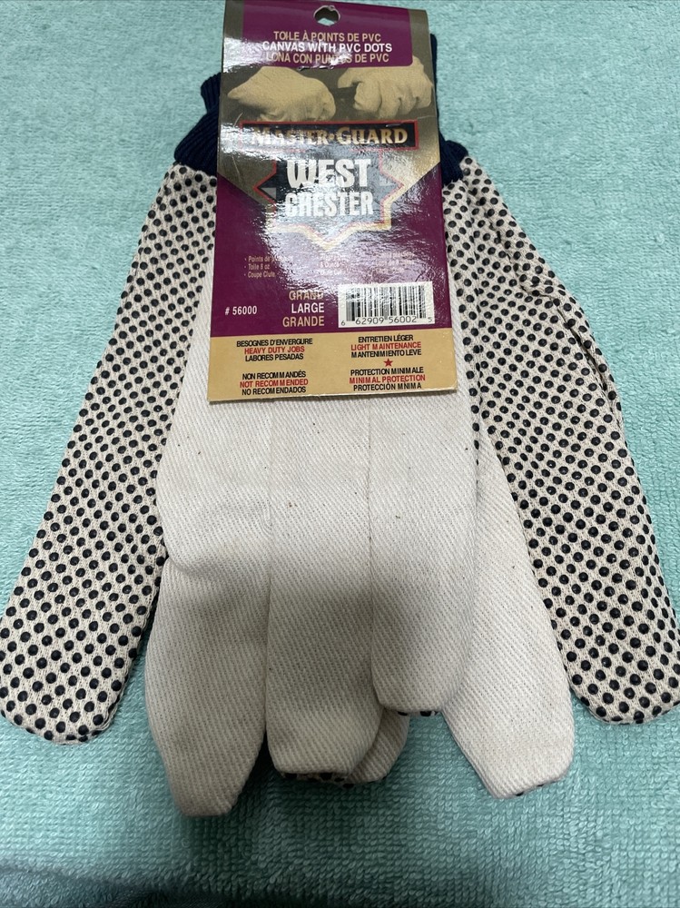 Master Guard  Large Gloves Canvas With PVC Dots Brand New