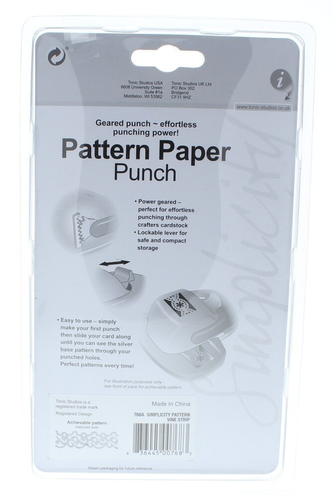 Tonic Studios Simplicity Pattern Paper Punch Vine Stripe Strip Trim