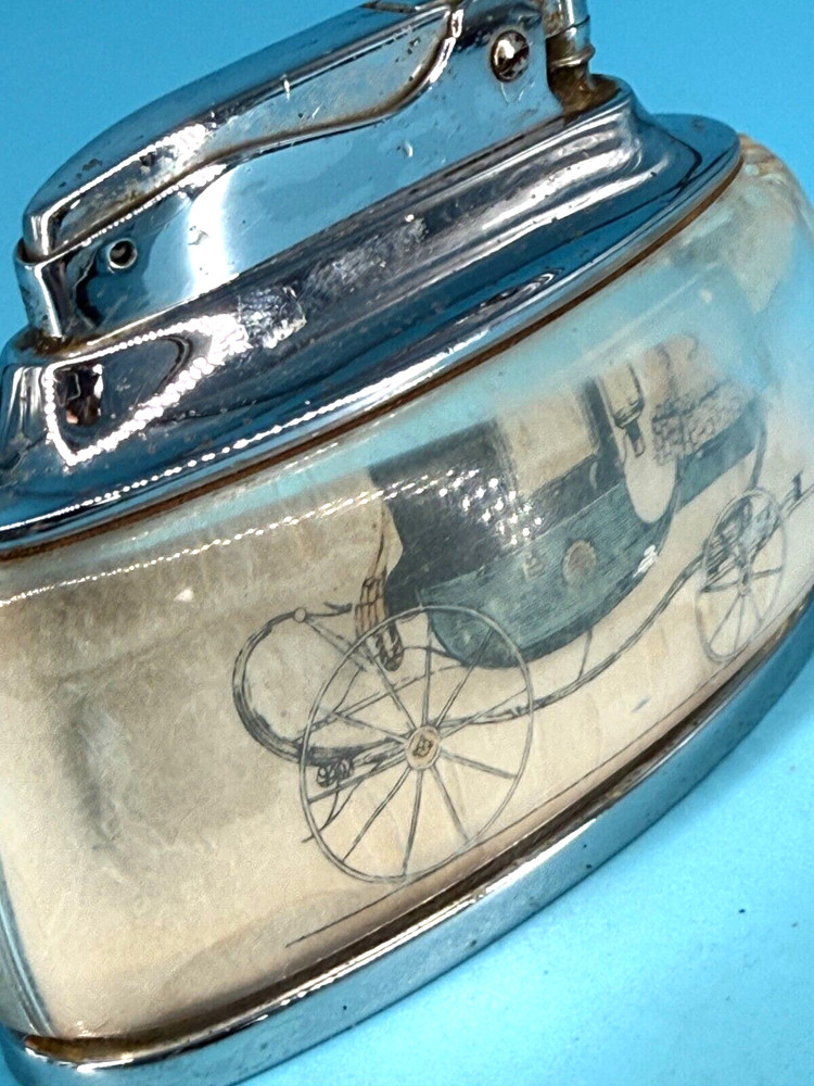 Ronson Trophy Table Lighter Vintage Stagecoach 3.5" wide