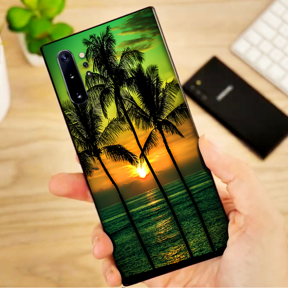 Skins Decal Wrap for Samsung Note 10 Plus Sunset Palm Trees Ocean