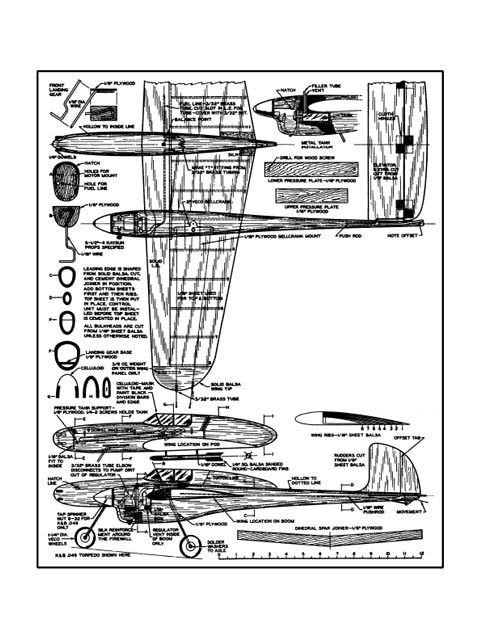 AT Interceptor Control Line 30" Wing RC Model Airplane Printed Plans & Templates