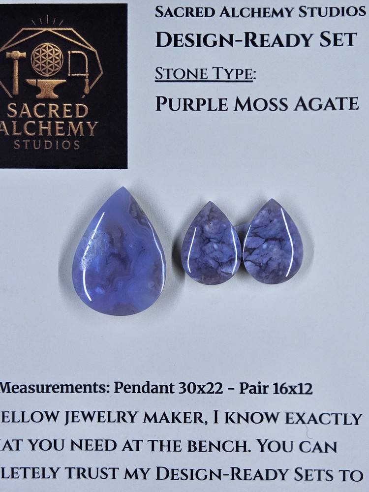 Tear Shape - Purple Moss Agate - Design-Ready Set