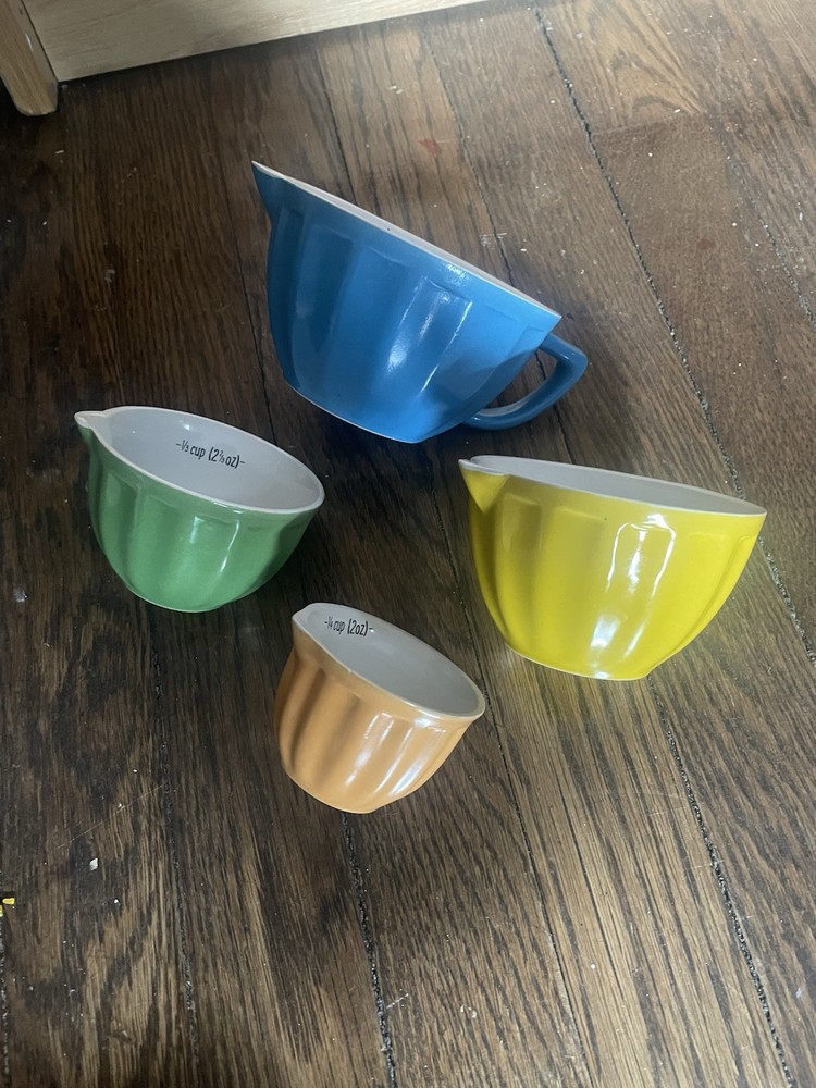 Ceramic 4-Piece Measuring Cup Set, Multicolor Nesting Cups