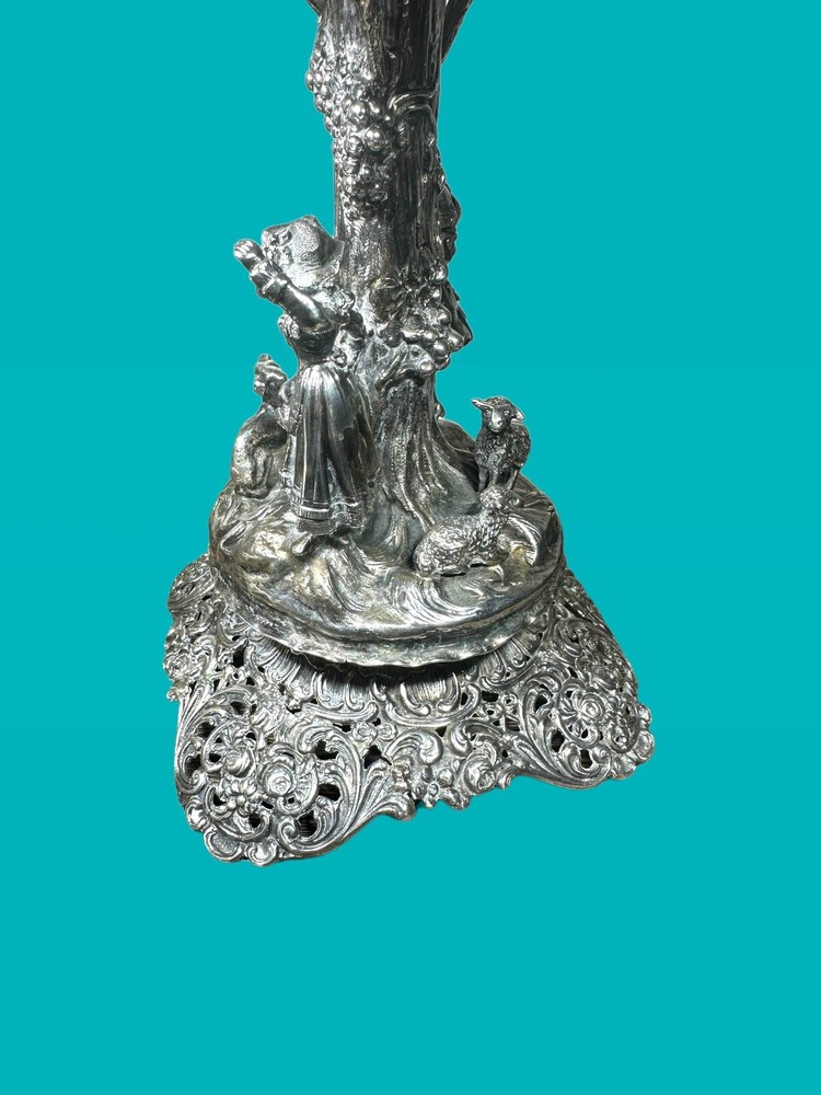 Stunning Antique Solid 800 Silver German Rococo Detachable Candlestick Holder