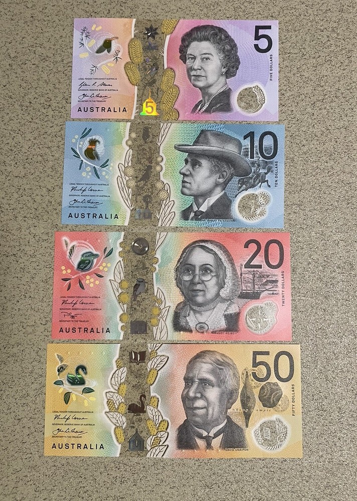 AUSTRALIA: 5-10-20-50 Dollar, Polymer Banknote UNC