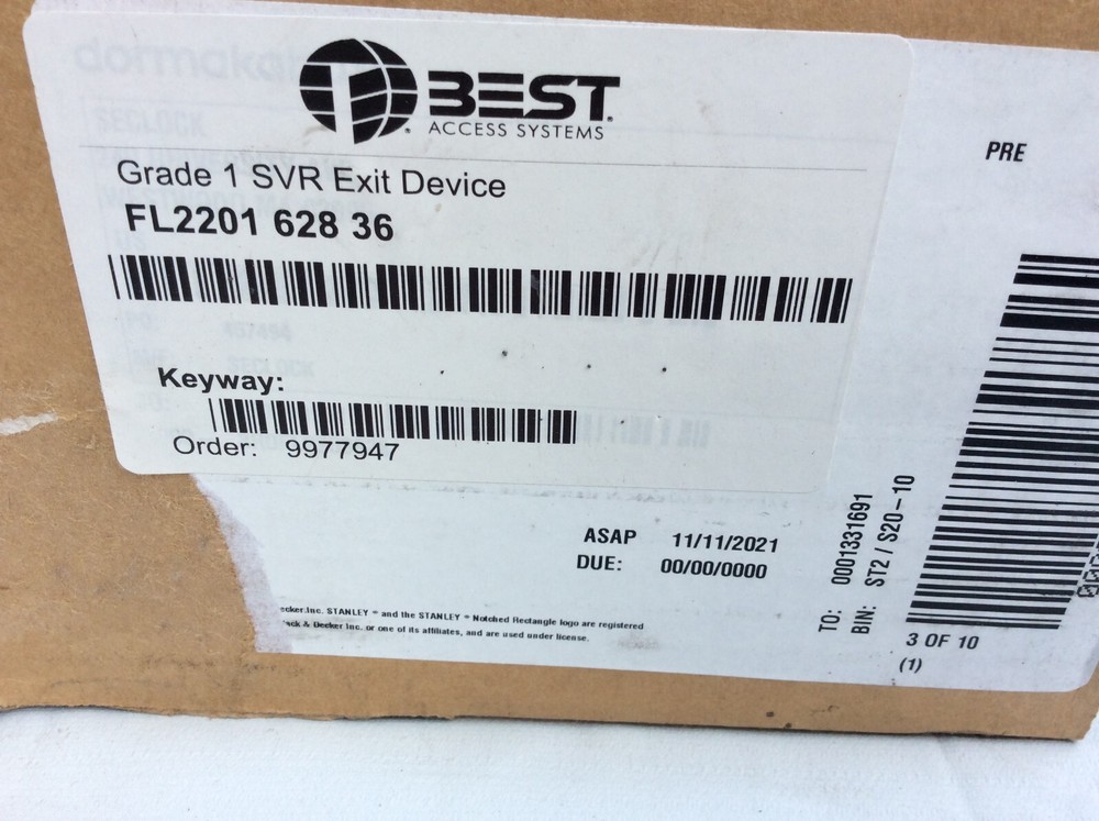 STANLEY PHI FL2201 628 36 EXIT DEVICE