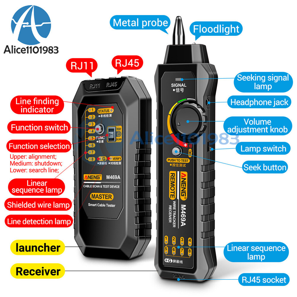 ANENG M469A Multifunctional RJ45 RJ11 Network Cables Tracker Networking Analyzer
