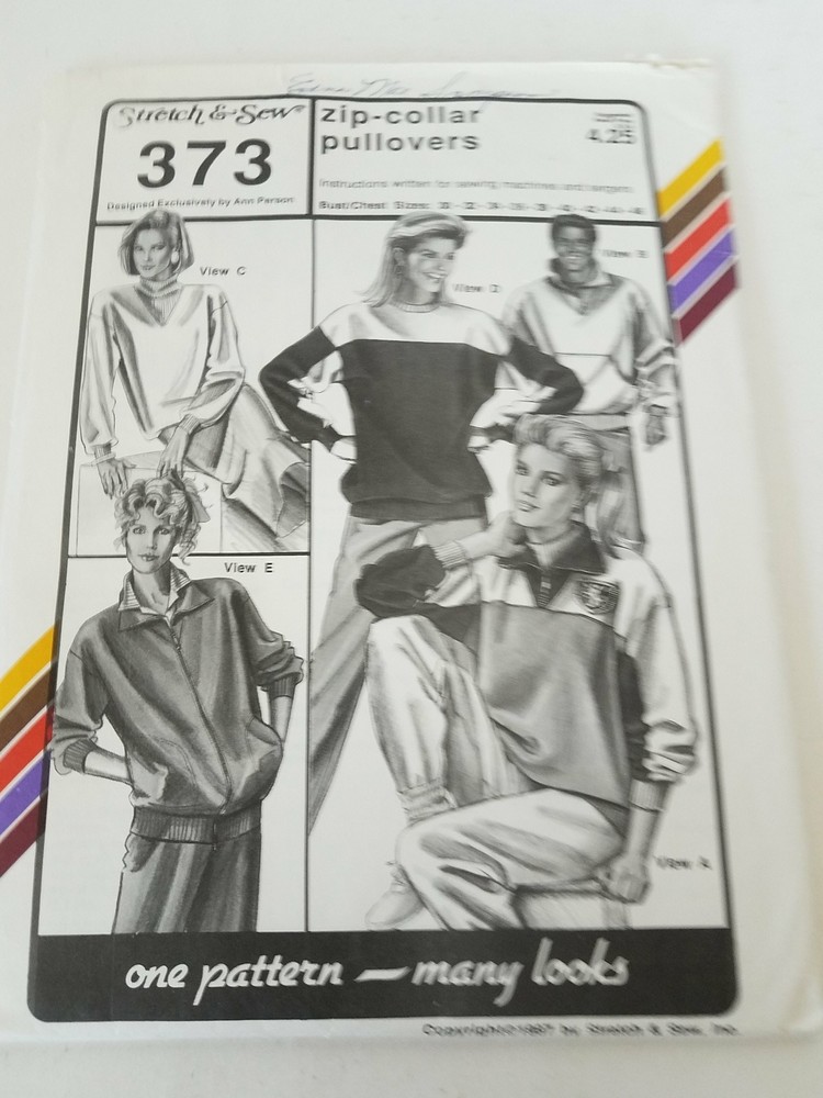 Stretch & Sew Zip-Collar Pullovers Pattern #373   373 373
