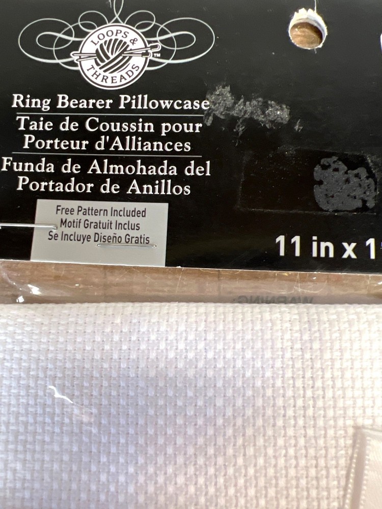 Loops & Threads Ring Bearer Pillowcase Aida Cloth For Needlework Pattern Include