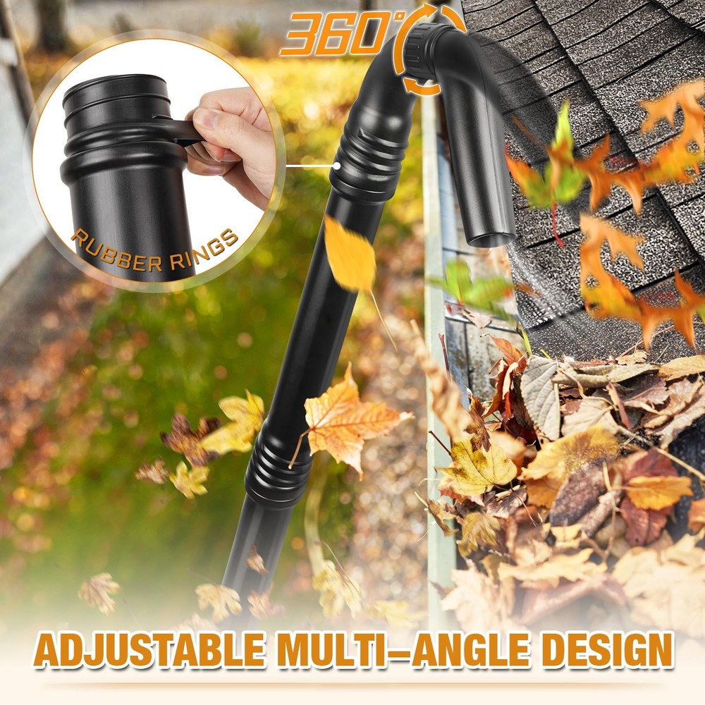 Upgraded Universal Gutter Cleaning Tools for Leaf Blowers with Black