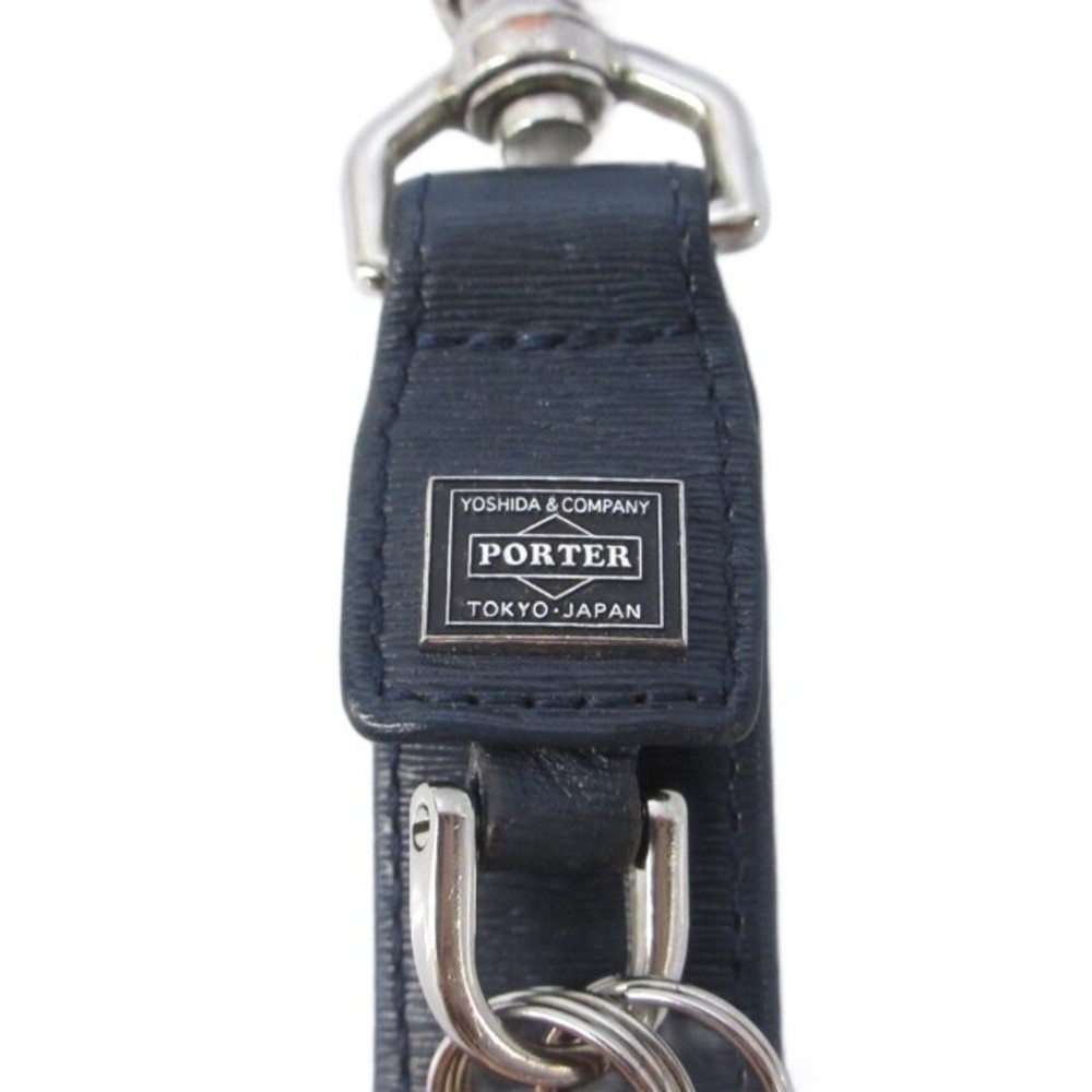 Porter Leather Keychain Strap Logo Plate 3 Rows