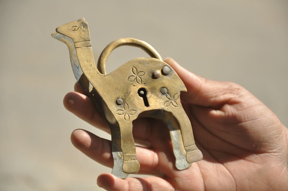 Brass Fine Handcrafted Engraved Unique Camel Shape Padlock