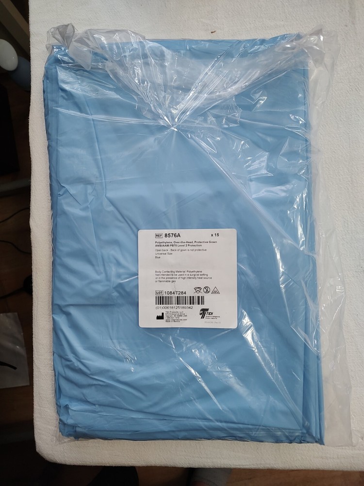 Polyethylene, Over-the-head, protective gown, 15 ct