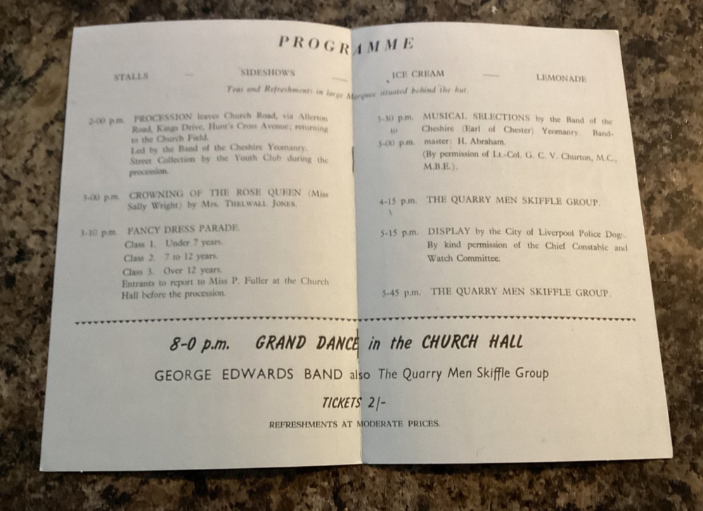 THE BEATLES QUARRYMEN MEMORABILIA