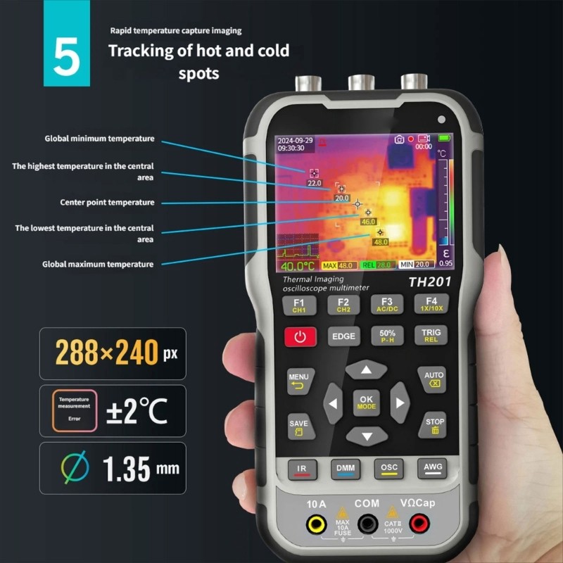 High Resolution Double Channel Oscilloscope with Thermal Imaging for Electronics