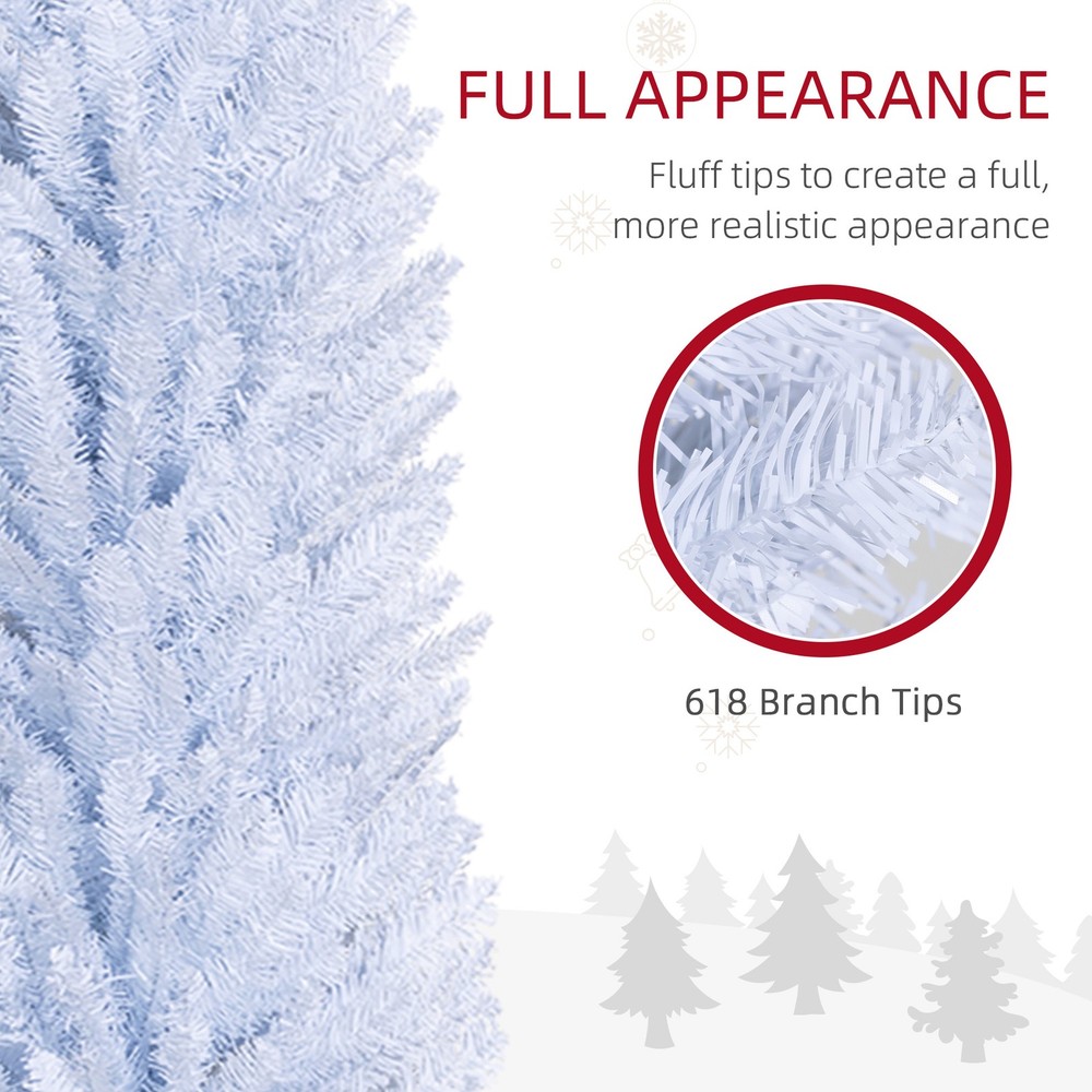 8ft Unlit Pencil Artificial Christmas Tree - Realistic Branches 618 Tips White