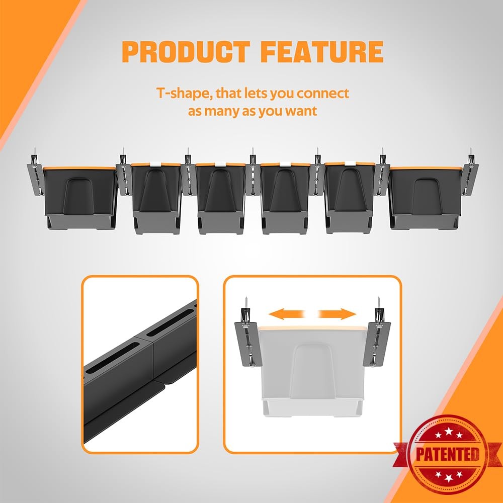 Overhead Garage Storage Racks for Bins, Ceiling 6 Bin, Black