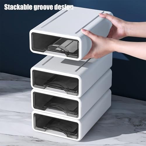 Desk Organizer with Drawers, Stackable Storage Drawers with Compartments White