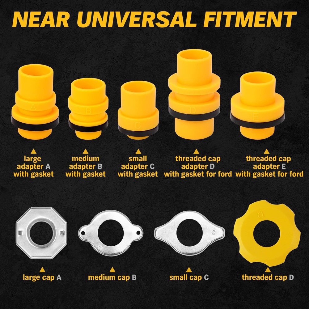 ELEAD No-Spill Coolant Funnel Kit - 19-Piece Multi-use Version Yellow