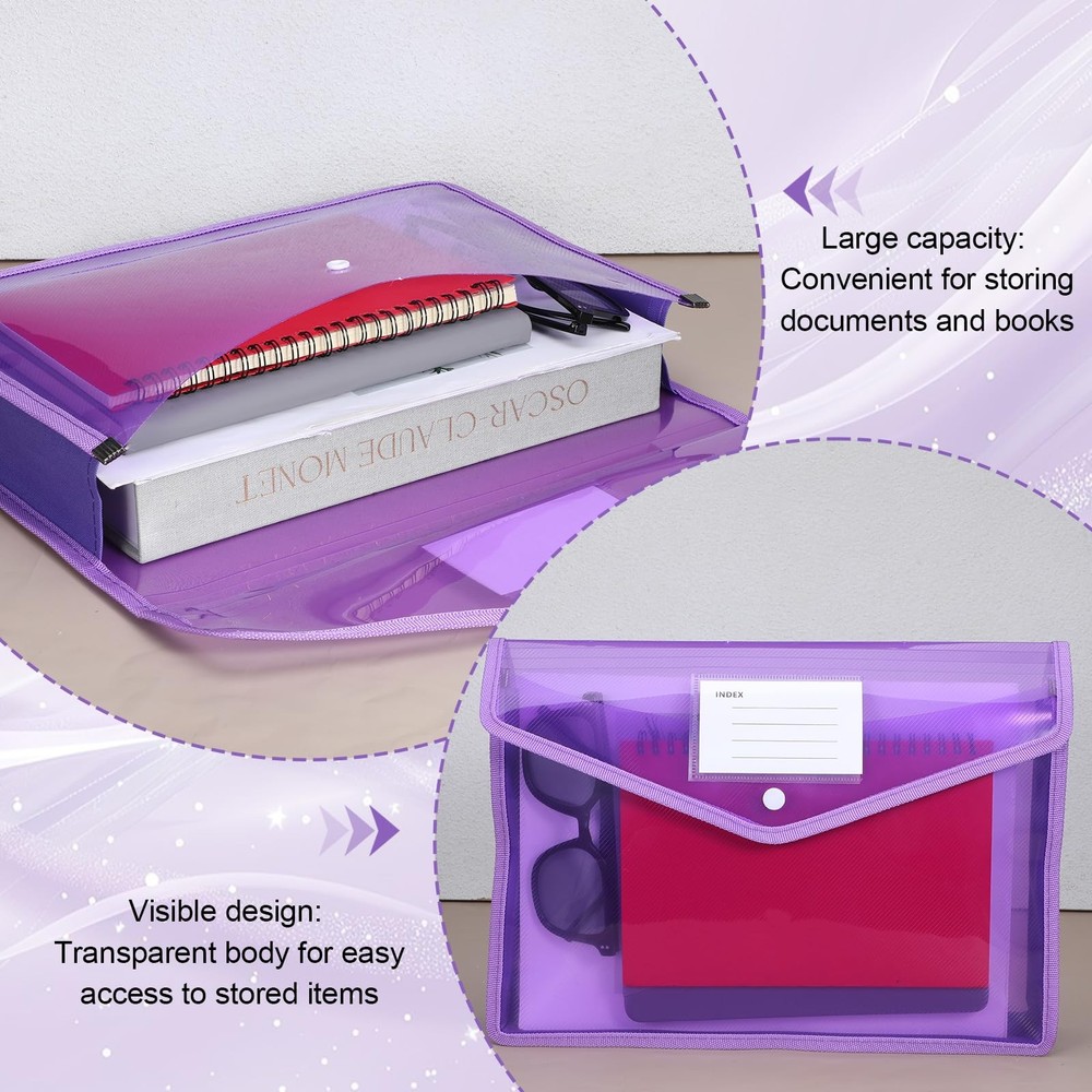8 Pack Plastic Expanding File Folders, Plastic File Folders, Multicolor