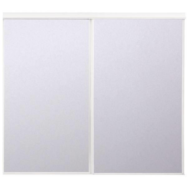 96" x 96" White Framed Mirror Door