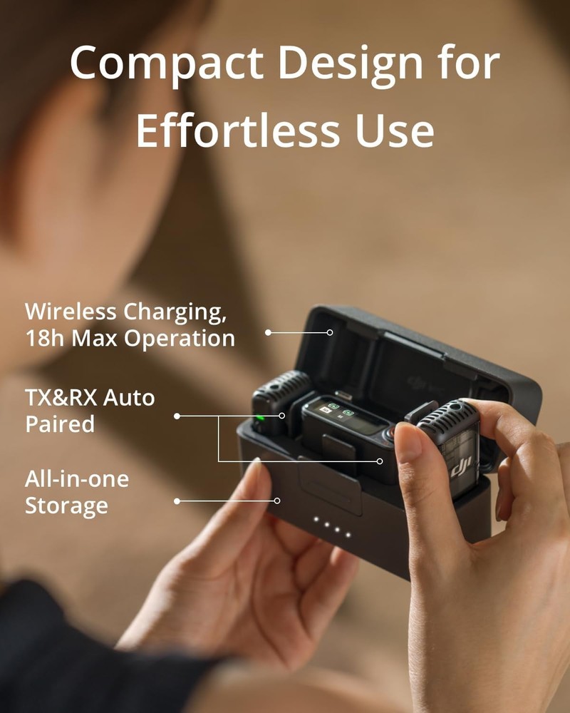 DJI Mic 2 (2 TX+1 RX+Charging Case)Wireless Microphone for iPhone,Android,Camera