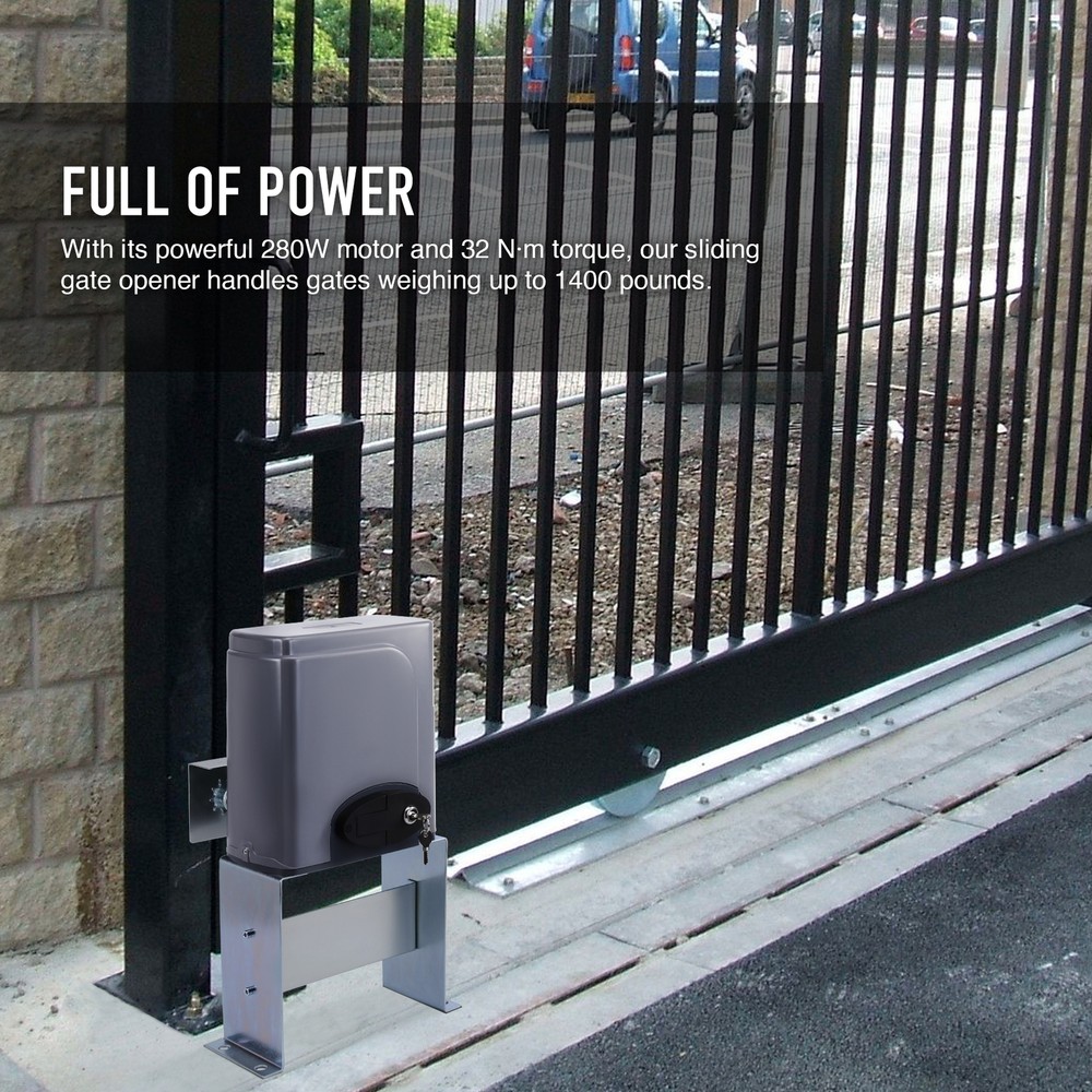 1400lbs Sliding Gate Opener Electric Operator w/Remote Control Automatic Roller.
