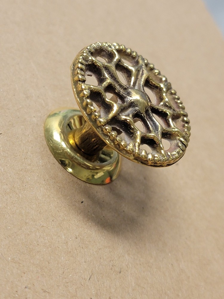 NOS Solid Brass 1-3/8" DECORATIVE Knob With Escutcheon