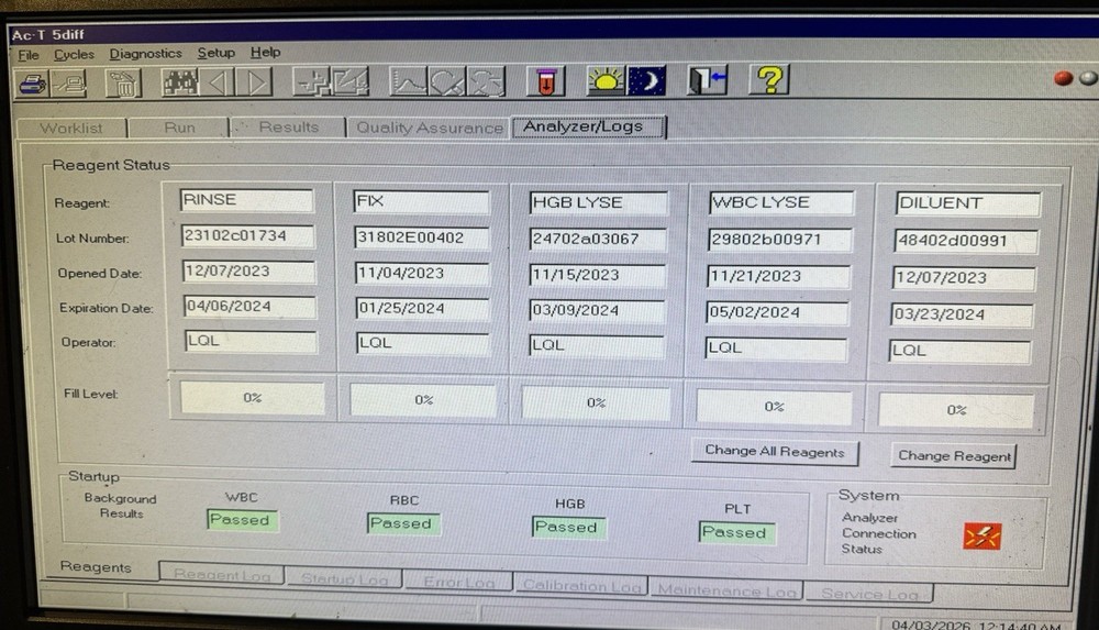 BECKMAN COULTER AcT Diff 5 Lab Hematology Analyzer Computer