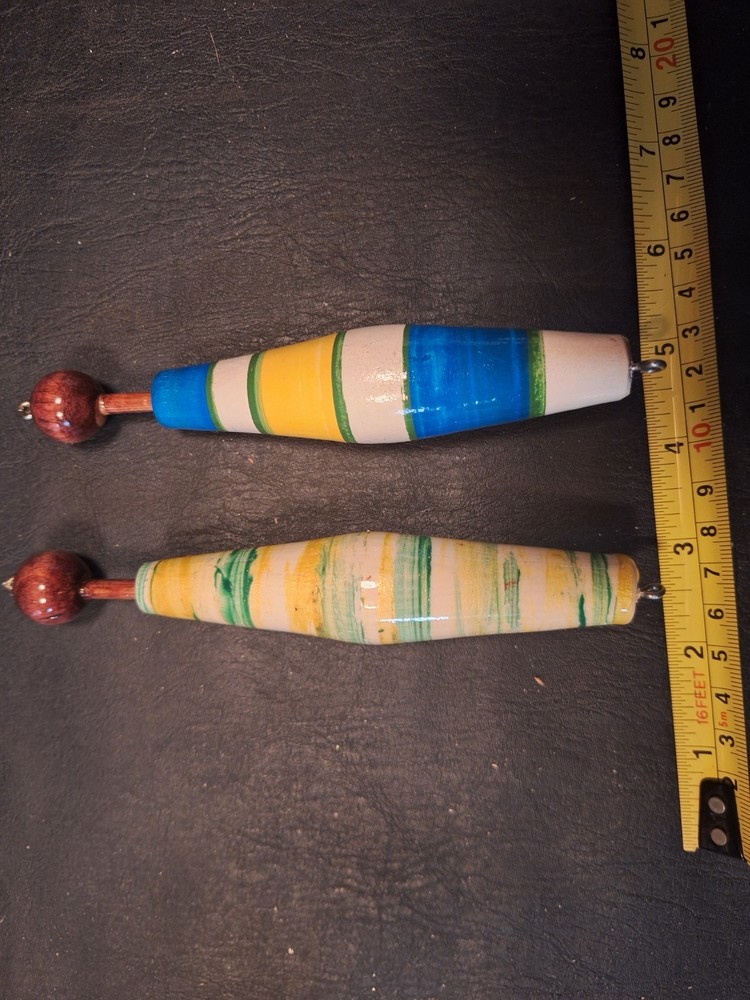 2 Wooden Unique Bobbers Floats