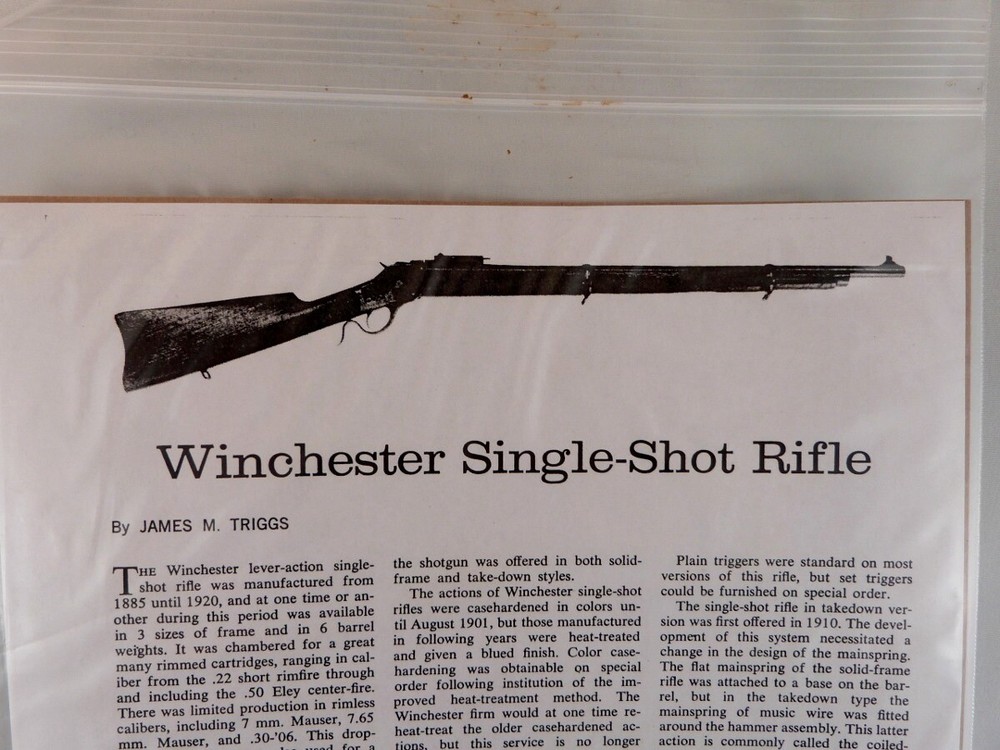 WINCHESTER SINGLE-SHOT RIFLE BREAK DOWN INSTRUCTION KIT