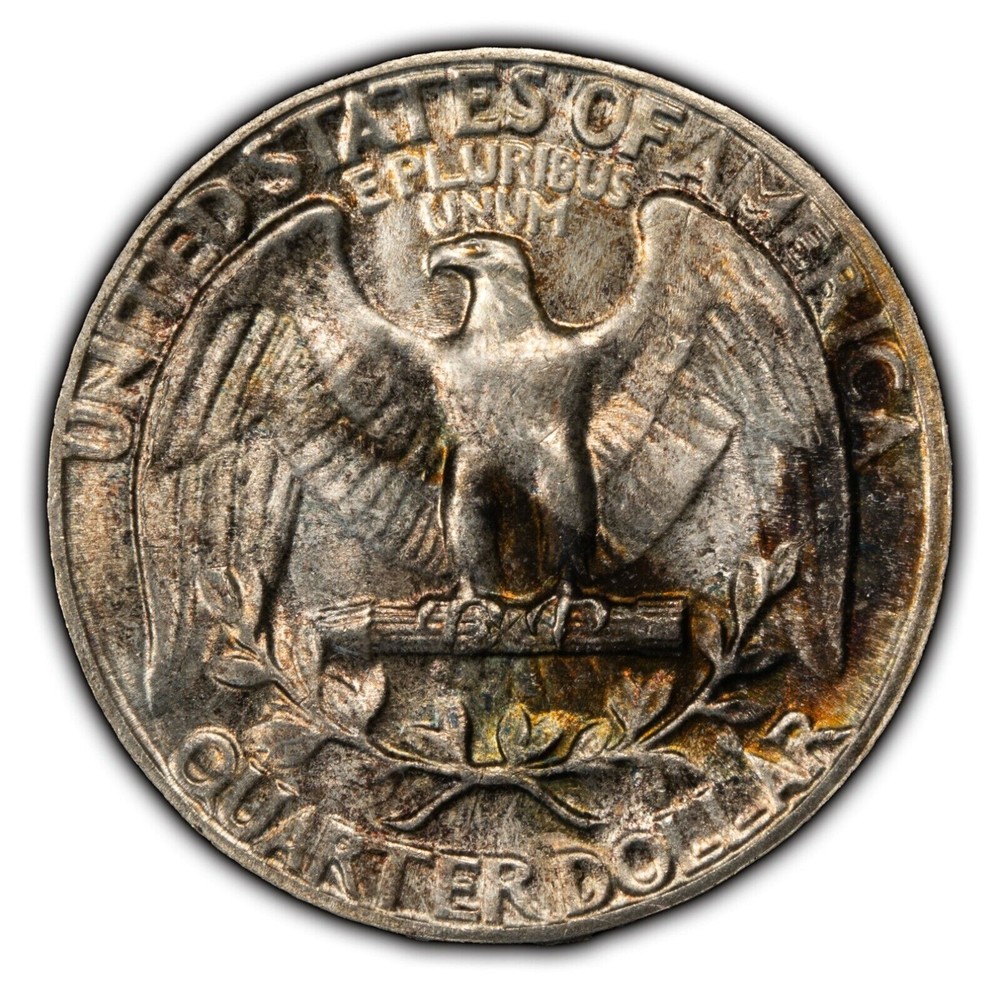 1954 25c Washington Quarter - UNC - Luster - Rainbow Pattern Toning - Y4128
