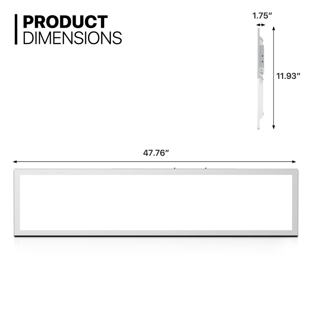 4 Pcs 1x4 LED Flat Panel Troffer Light 4000LM 5000K Dimmable Drop Ceiling Light