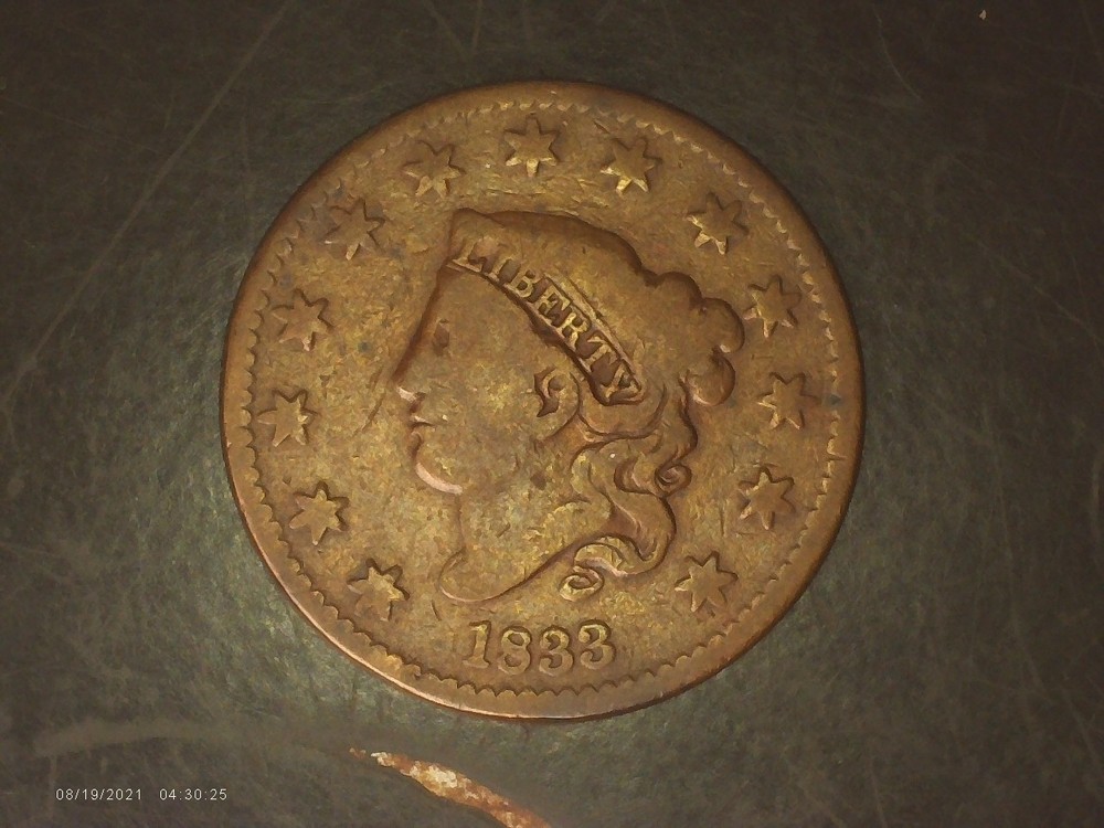 1833 Coronet Head Large Cent