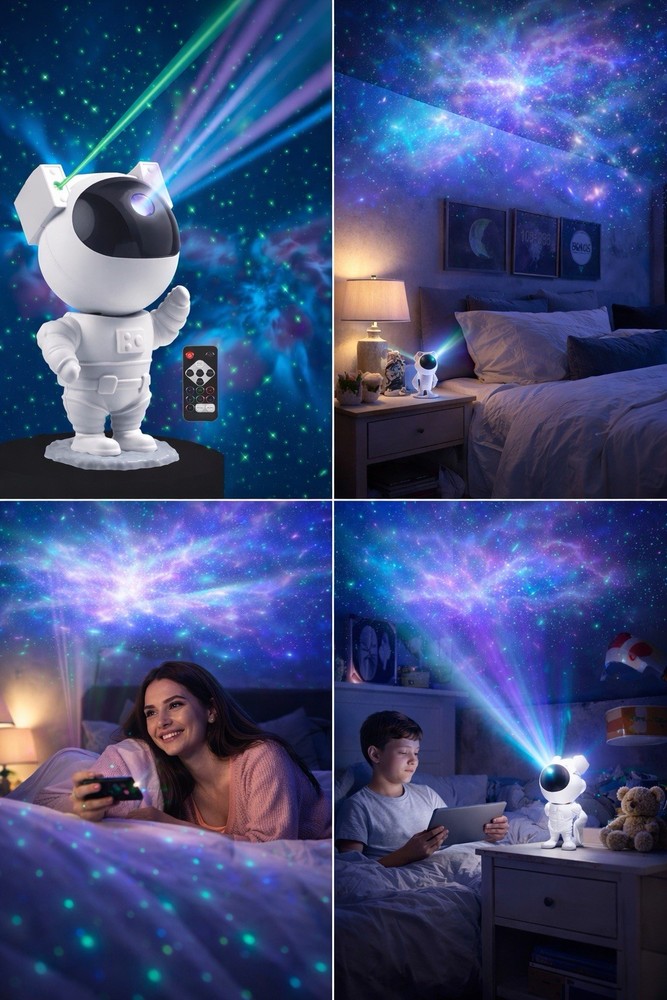 Astronaut Galaxy Projector Night Light, LED Multicolor, Remote Control, Bedroom